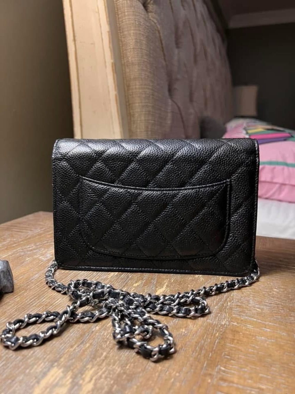 CHANEL Black Quilted Leather Caviar Chain WOC - Picture 2 of 6